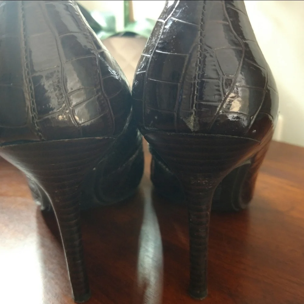 Marc Fisher Brown Patent Leather Pointy-Toe Heel Sz 9